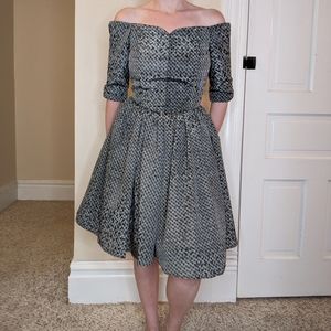 Vintage gray off the shoulder dress with puffy skirt size 0